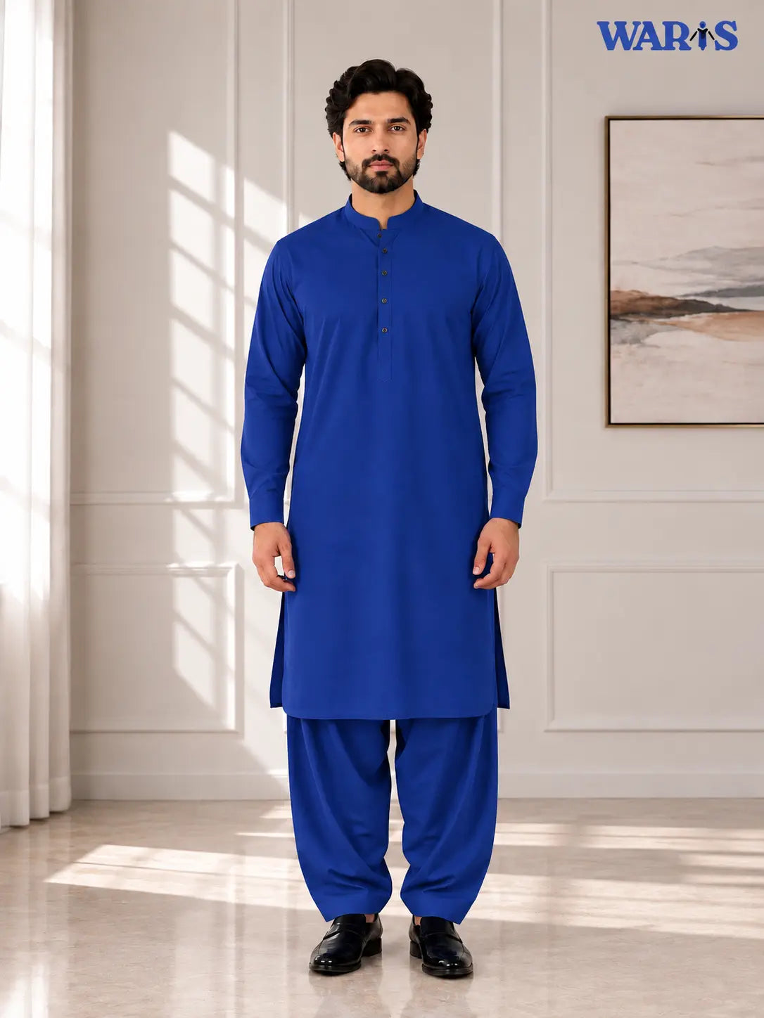 Deep Royal Blue Wash N Wear By Waris Waris Store