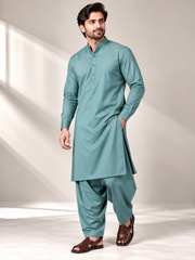 Mint teal wash n wear winter fabric