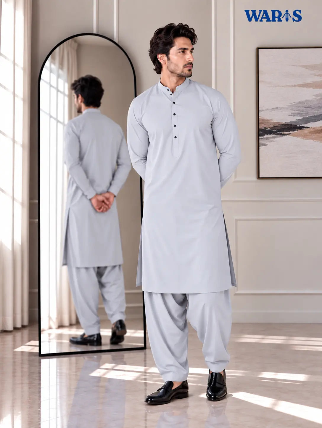 Pale Gray Premium Wash N Wear By Waris Waris Store