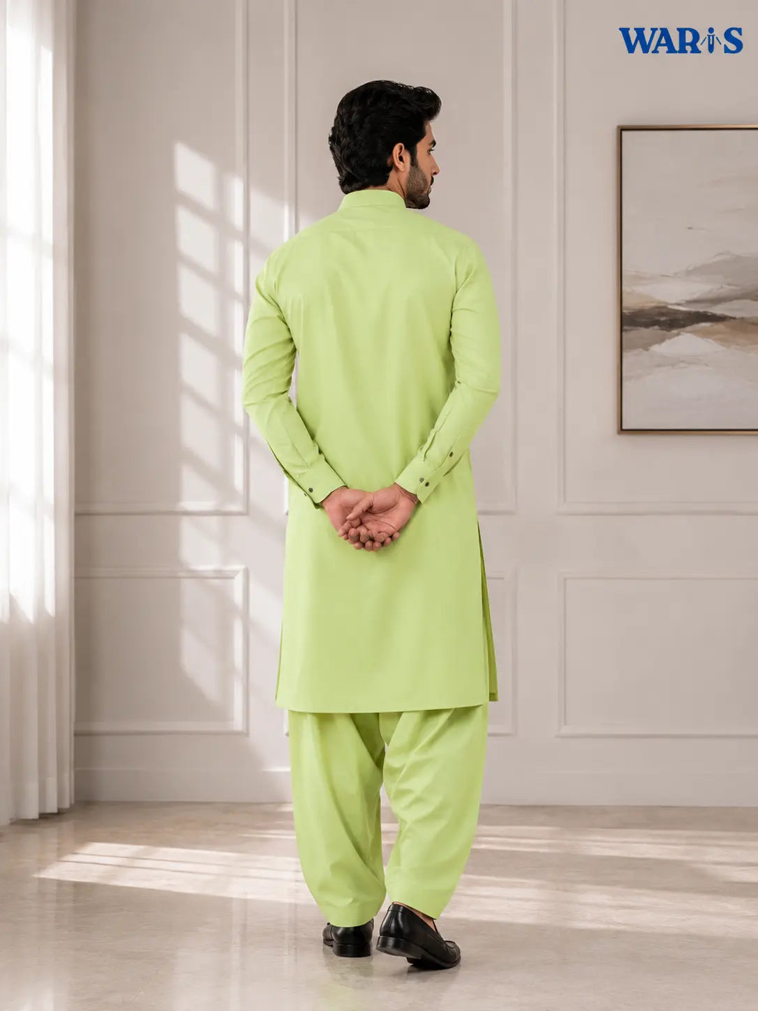 Light Olive Green Wash N Wear By Waris Waris Store