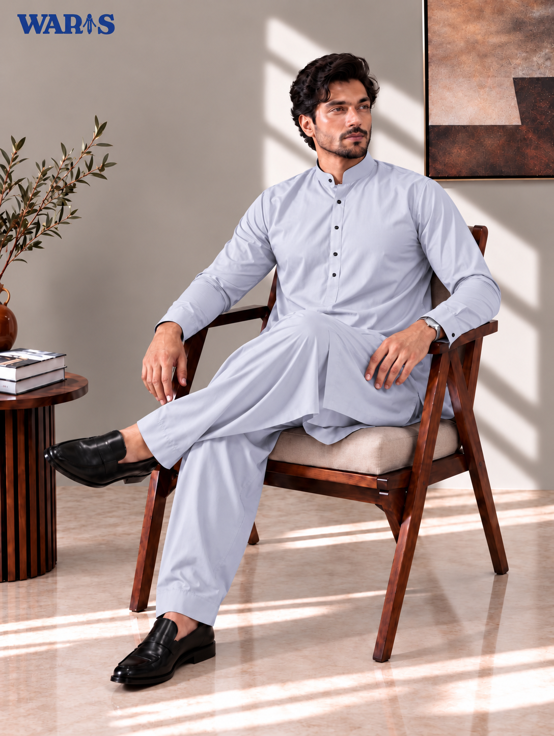 Pale Gray Premium Wash N Wear By Waris Waris Store