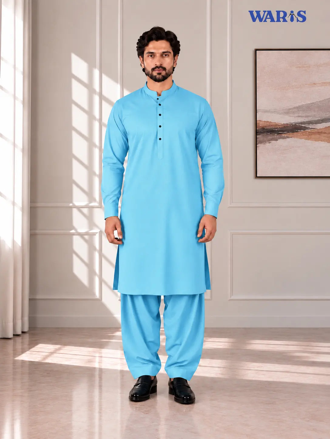 Light Aqua Premium Wash N Wear By Waris Waris Store