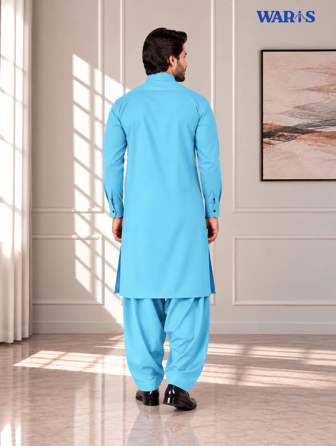Light Aqua Premium Wash N Wear By Waris Waris Store