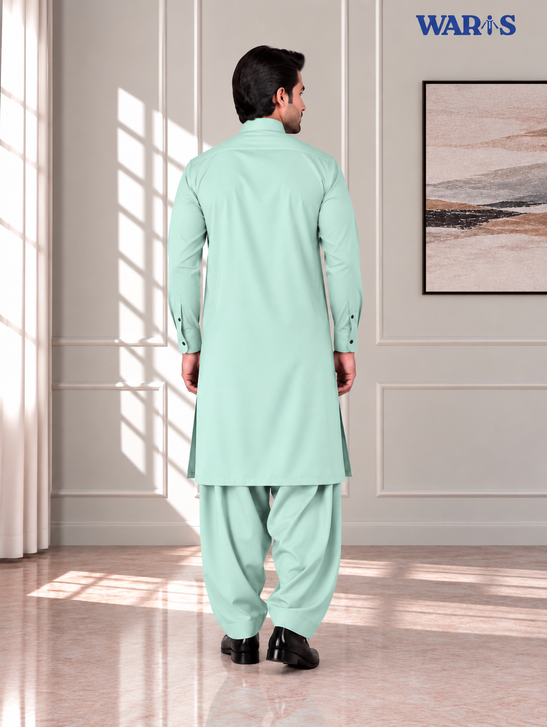 Soft Mint Green Premium Wash N Wear By Waris Waris Store