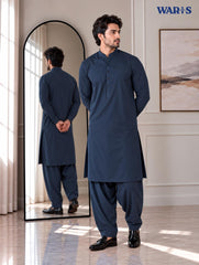 Deep Navy Blue Wash N Wear By Waris Waris Store