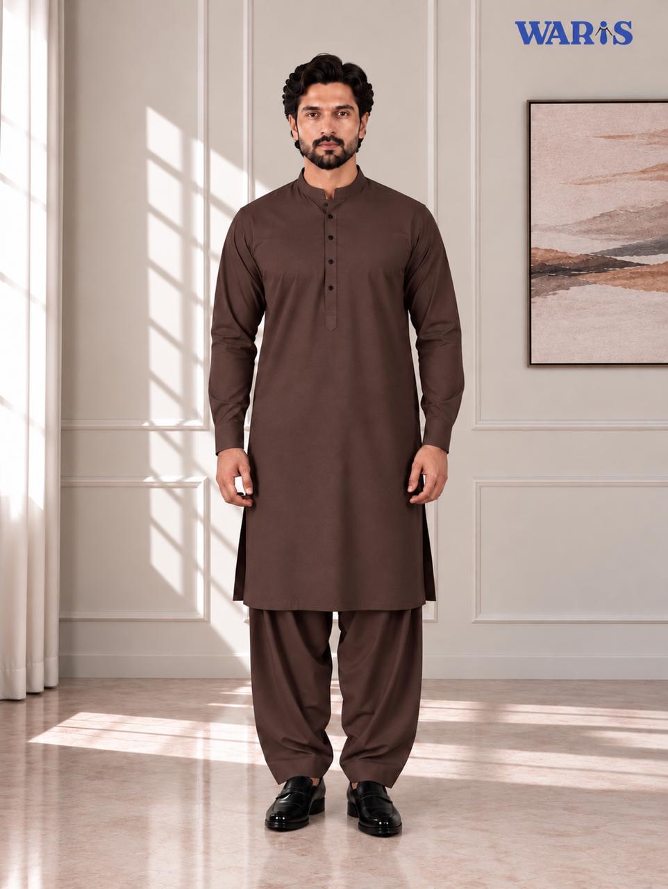 Chocolate Brown Wash N Wear By Waris Waris Store