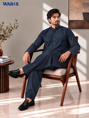 Deep Navy Blue Wash N Wear By Waris Waris Store