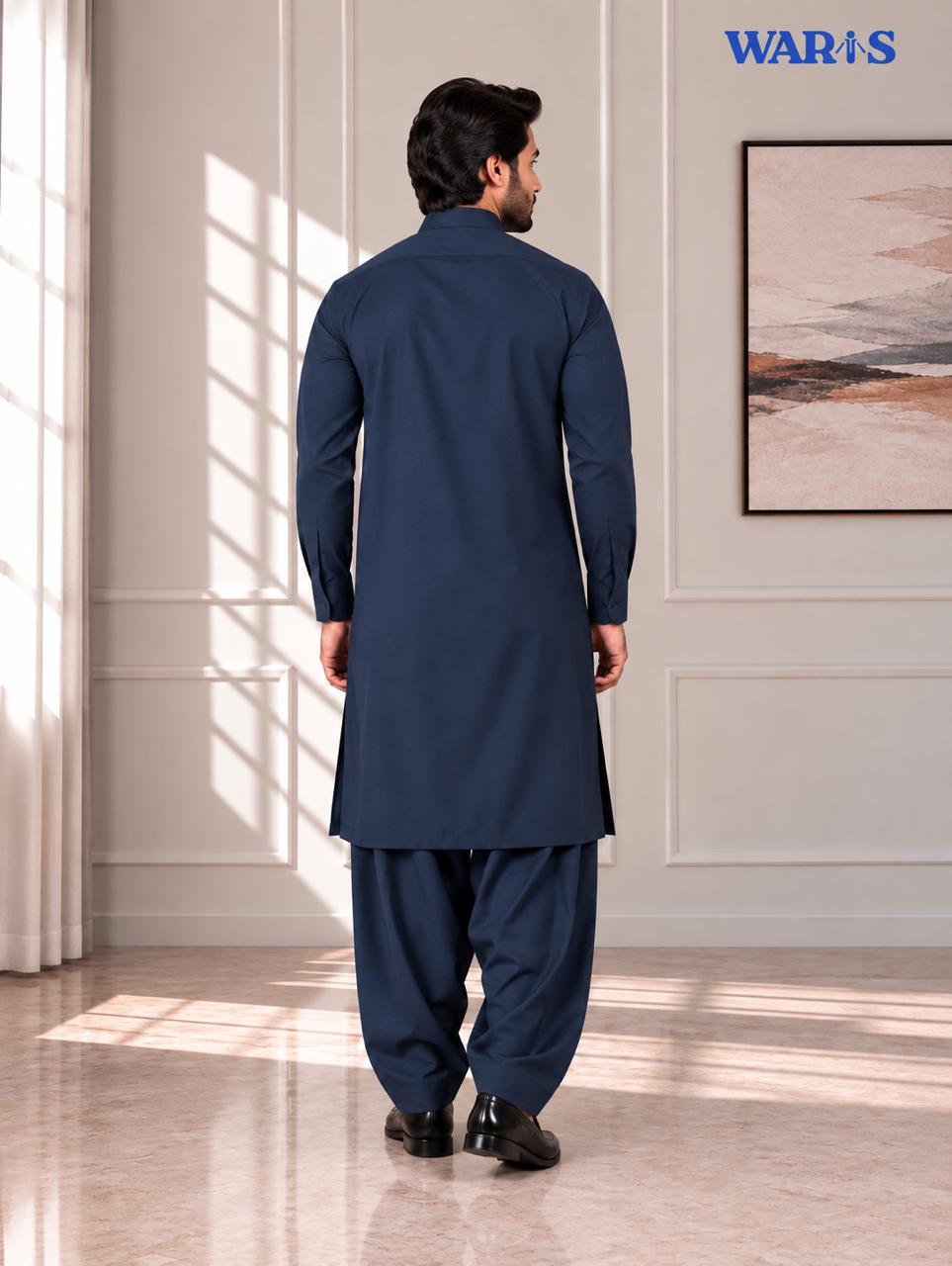 Deep Navy Blue Wash N Wear By Waris Waris Store