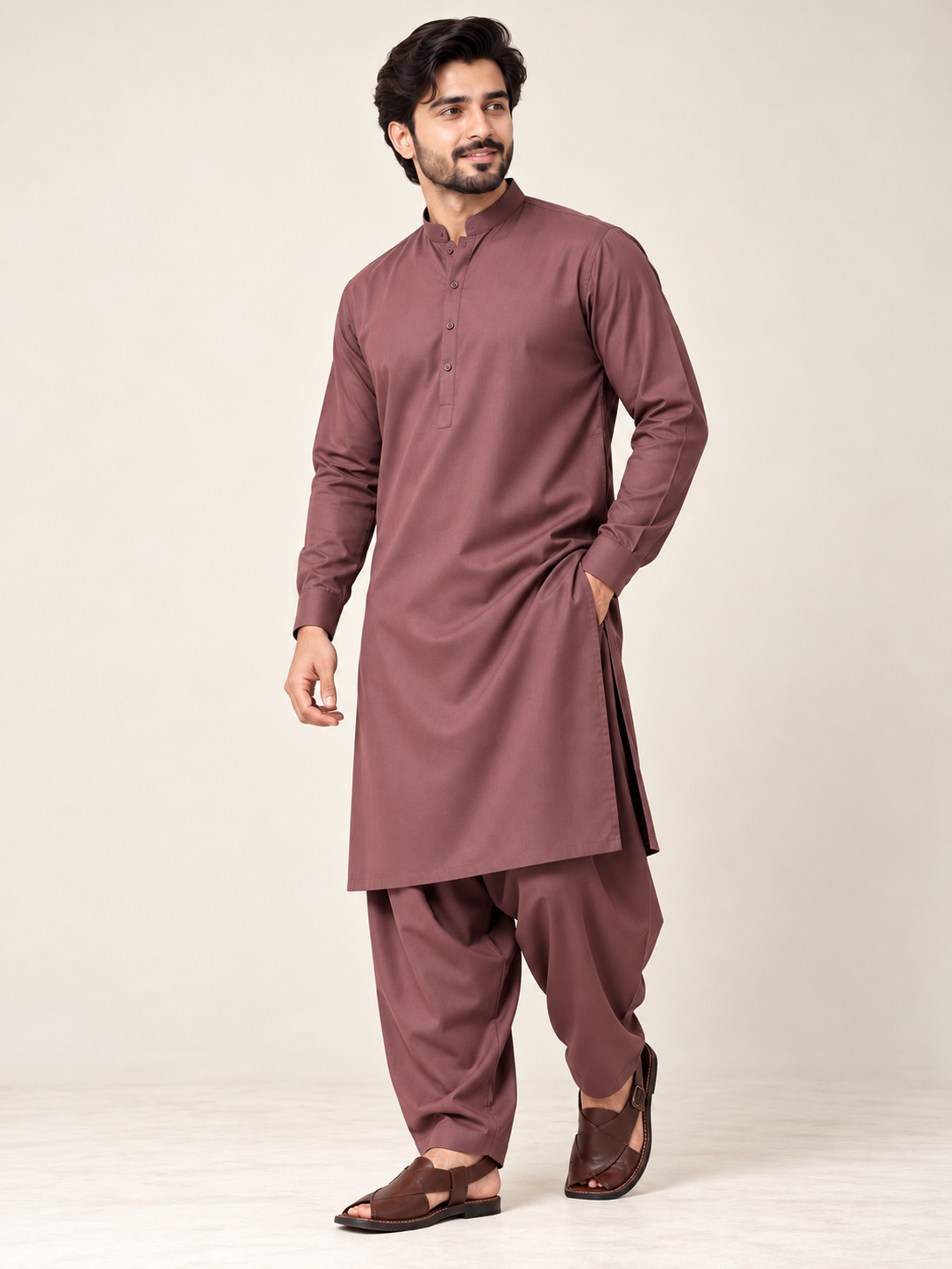 Mauve rose wash n wear winter fabric