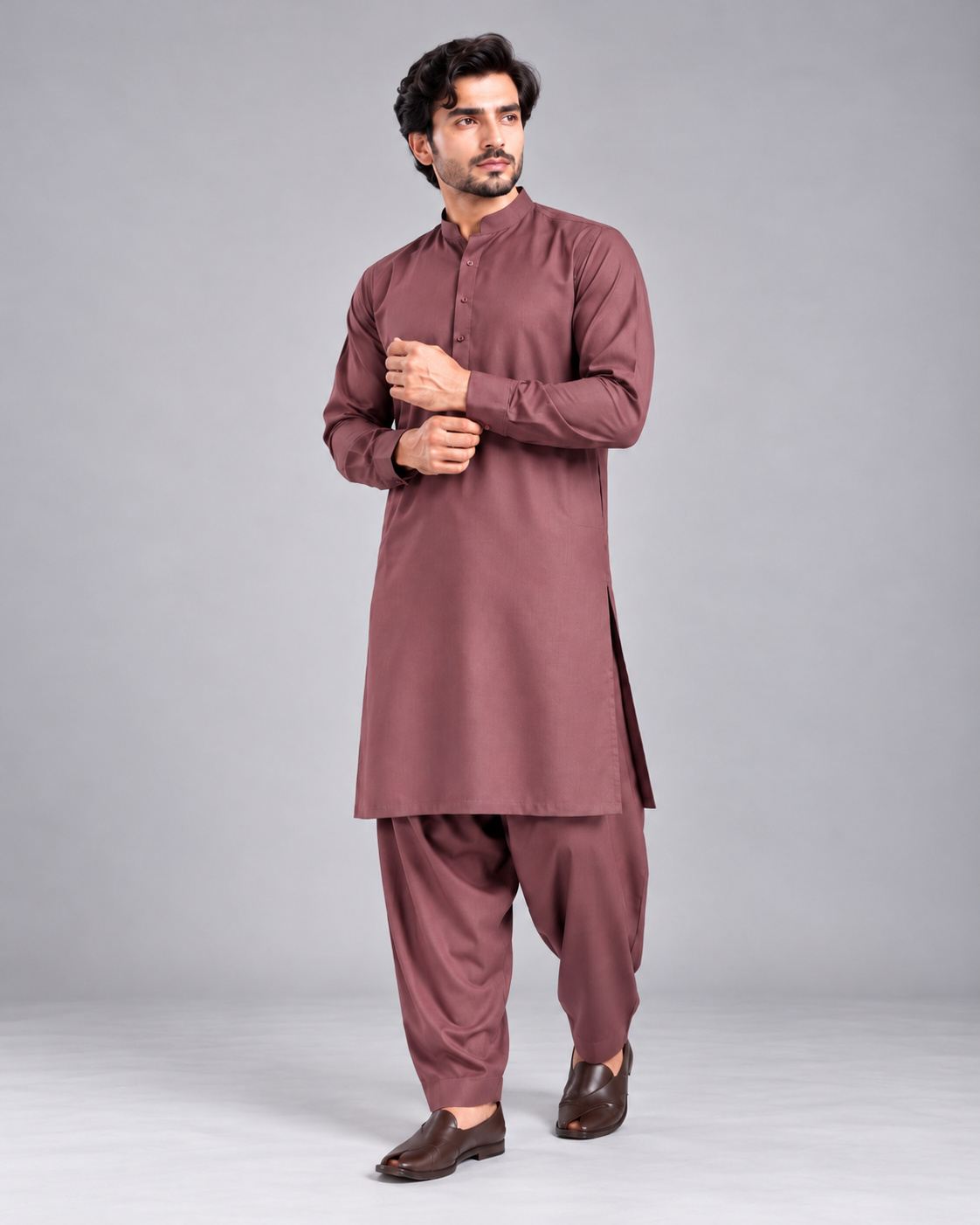 Mauve rose wash n wear winter fabric