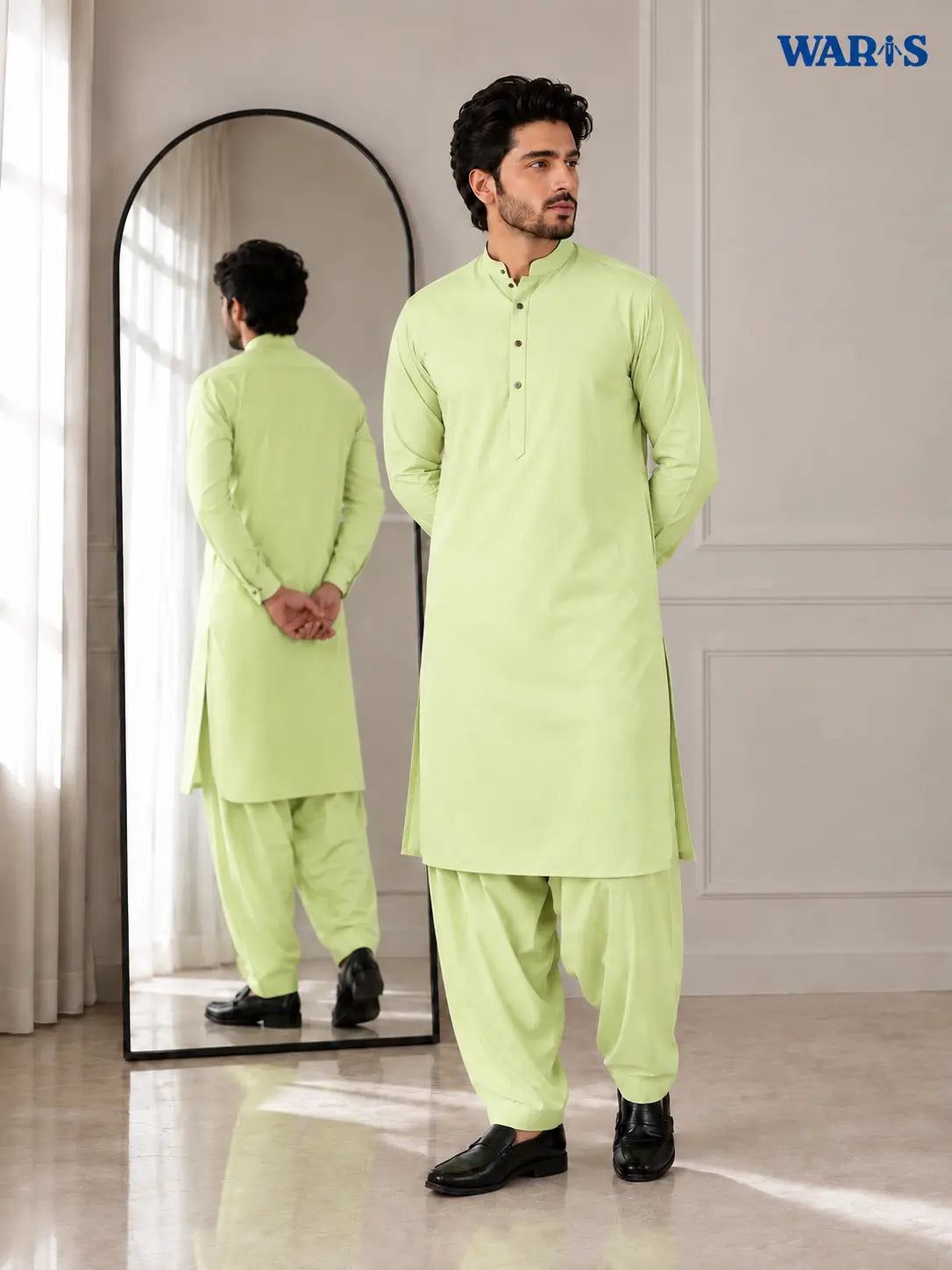 Light Olive Green Wash N Wear By Waris Waris Store
