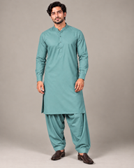 Mint teal wash n wear winter fabric