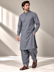 Steel grey wash n wear winter fabric