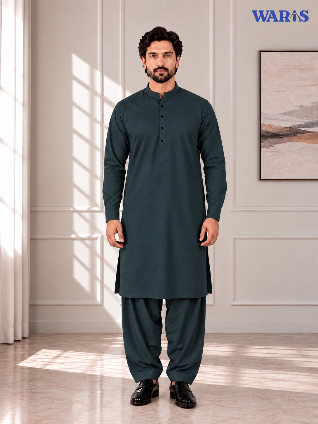 Dark Charcoal Grey Wash N Wear By Waris Waris Store