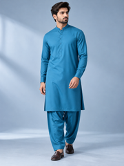 Ocean blue wash n wear winter fabric