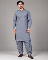Steel grey wash n wear winter fabric