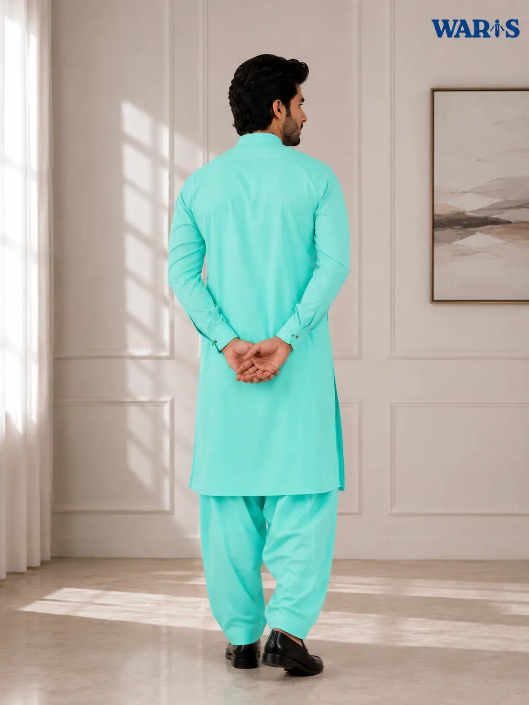 Aqua green Wash N Wear By Waris Waris Store