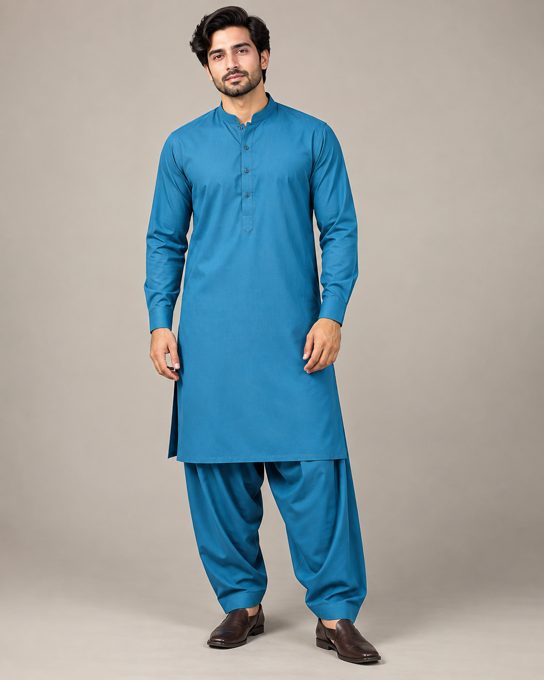 Ocean blue wash n wear winter fabric