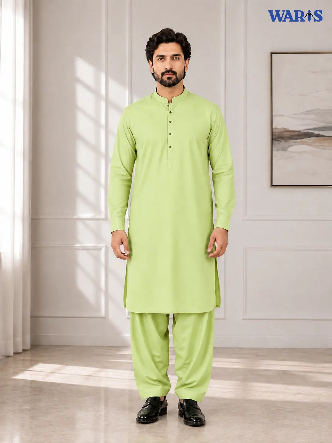 Light Olive Green Wash N Wear By Waris Waris Store