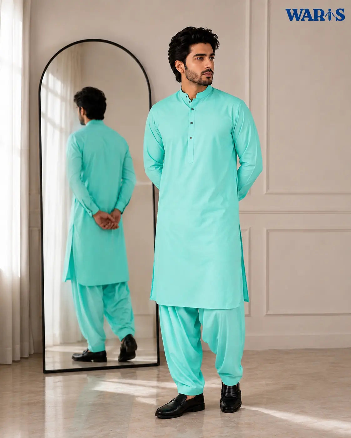 Aqua green Wash N Wear By Waris Waris Store