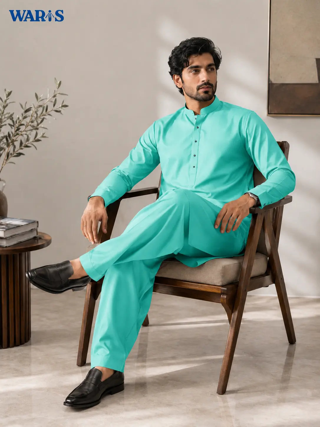 Aqua green Wash N Wear By Waris Waris Store
