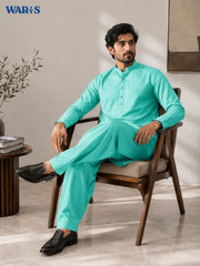 Aqua green Wash N Wear By Waris Waris Store