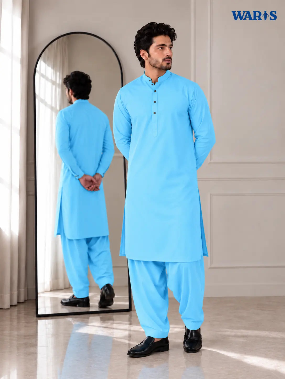 Sky Blue Wash N Wear By Waris Waris Store