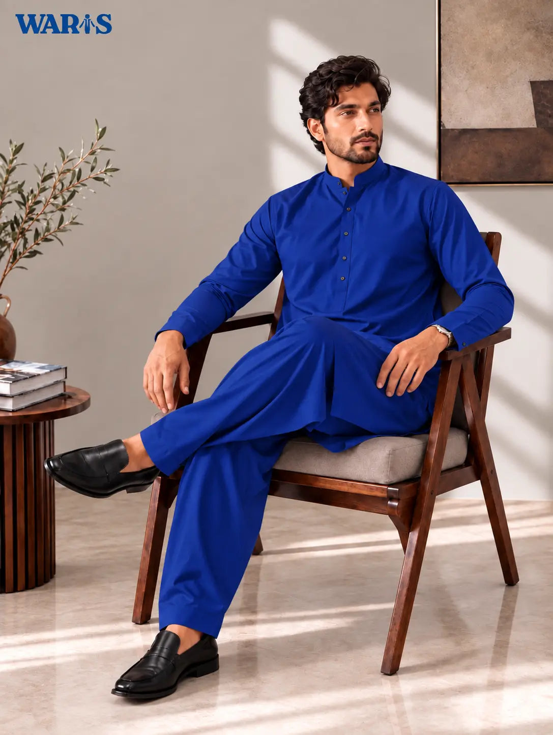 Deep Royal Blue Wash N Wear By Waris Waris Store