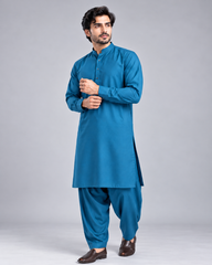 Ocean blue wash n wear winter fabric