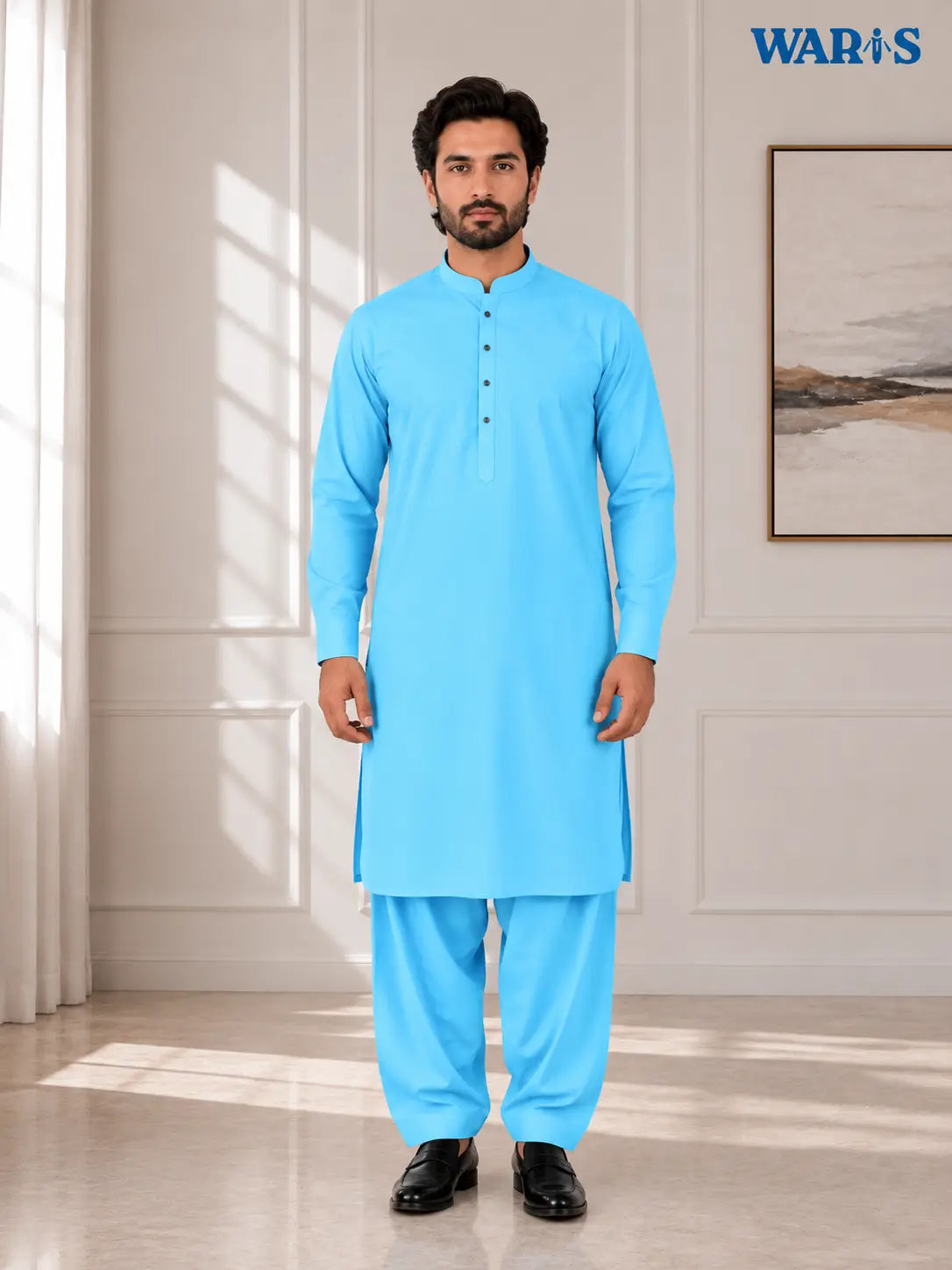 Sky Blue Wash N Wear By Waris Waris Store