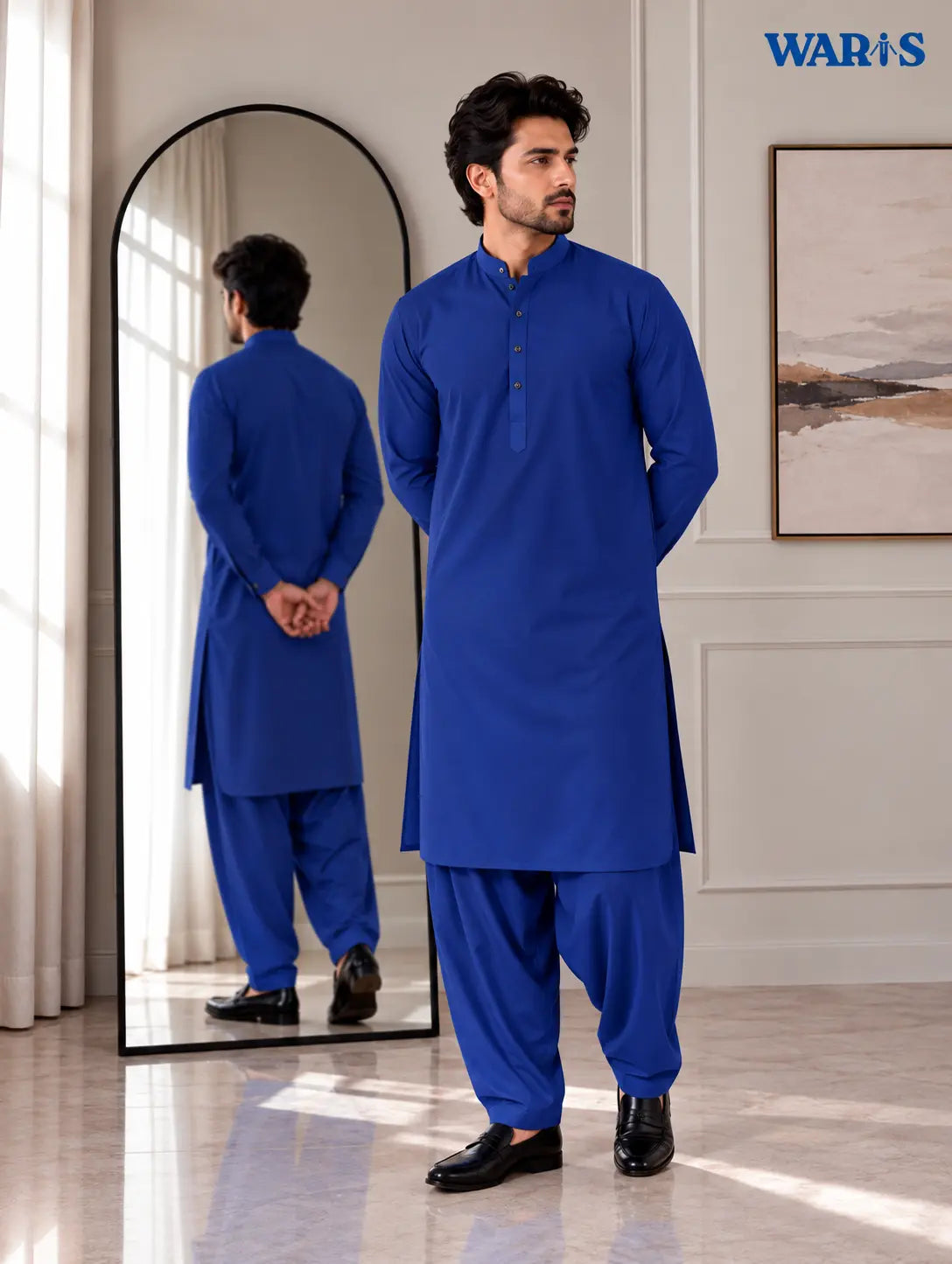 Deep Royal Blue Wash N Wear By Waris Waris Store