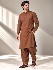 Rust brown wash n wear winter fabric
