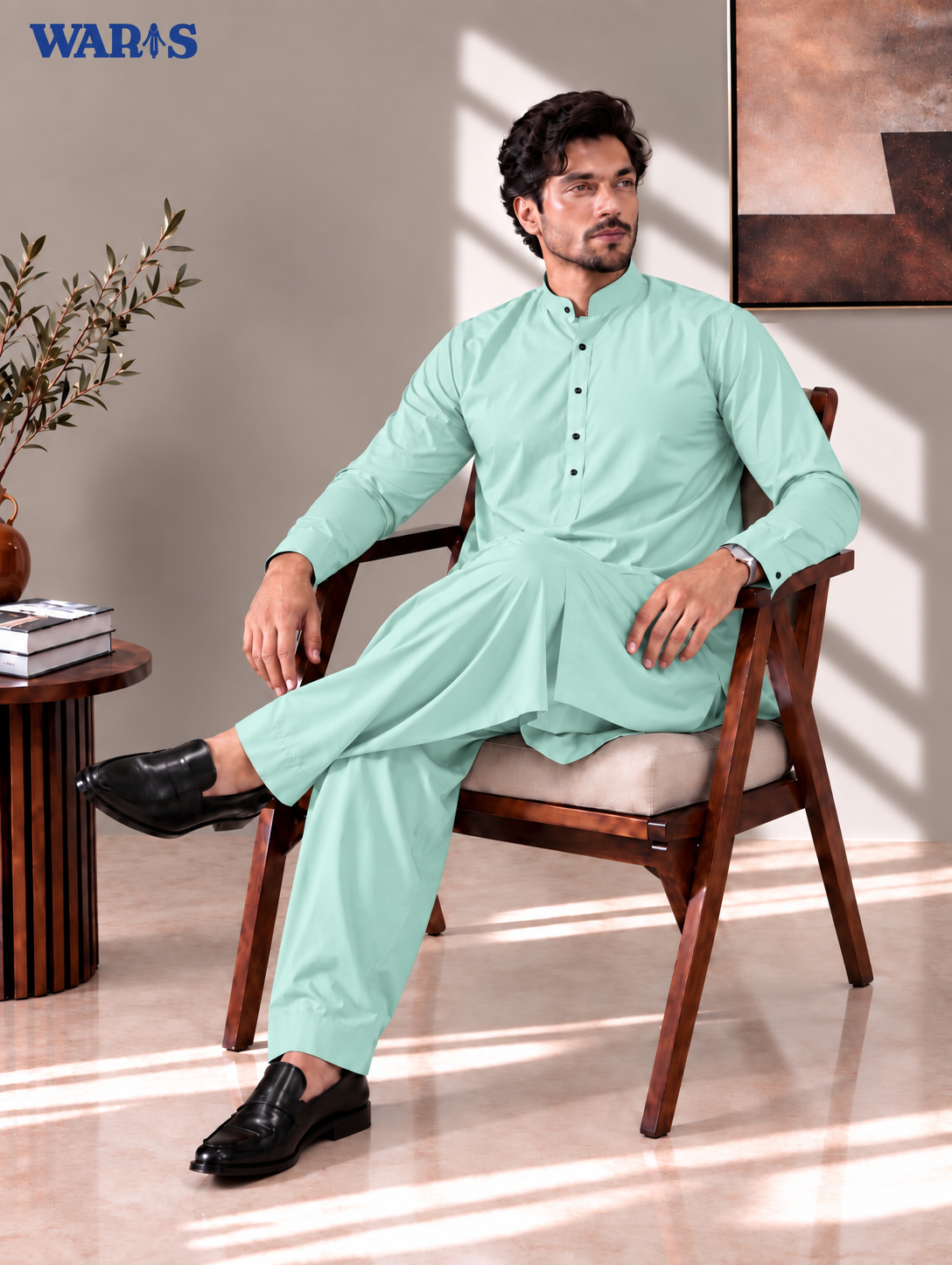 Soft Mint Green Premium Wash N Wear By Waris Waris Store