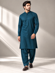 Deep teal wash n wear winter fabric
