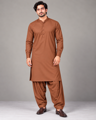 Rust brown wash n wear winter fabric