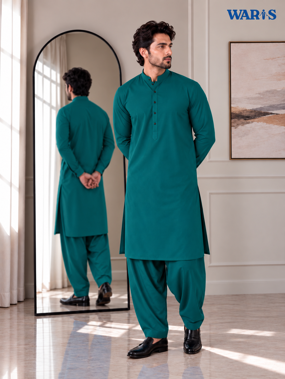 Emerald Green Wash N Wear By Waris Waris Store